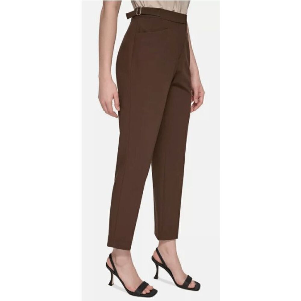 Calvin Klein Women's Mid-Rise Ankle Pants 10 Brown